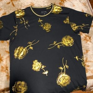 Selling Black And Gold Roses Shirt From Drill Company Size XL